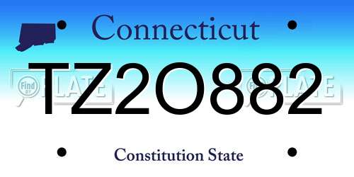 TZ2O882 Connecticut License Plate
