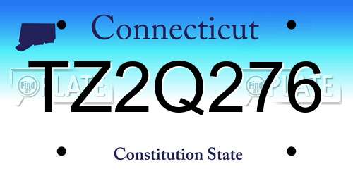 TZ2Q276 Connecticut License Plate