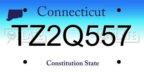 TZ2Q557 Connecticut License Plate