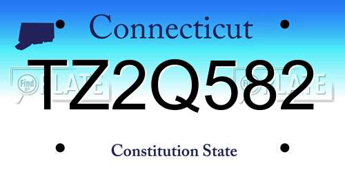 TZ2Q582 Connecticut License Plate