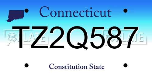 TZ2Q587 Connecticut License Plate