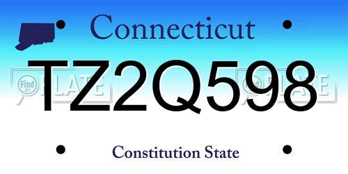 TZ2Q598 Connecticut License Plate