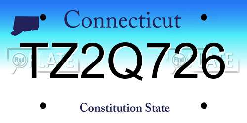 TZ2Q726 Connecticut License Plate