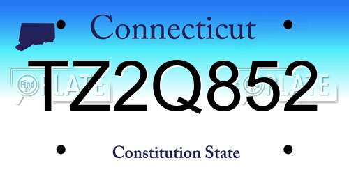 TZ2Q852 Connecticut License Plate