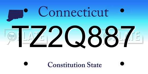 TZ2Q887 Connecticut License Plate