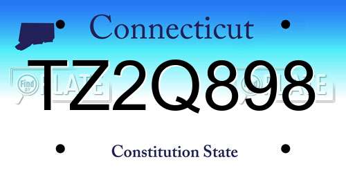 TZ2Q898 Connecticut License Plate