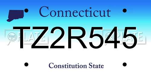 TZ2R545 Connecticut License Plate