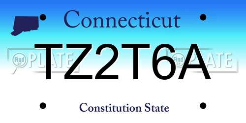 TZ2T6A Connecticut License Plate