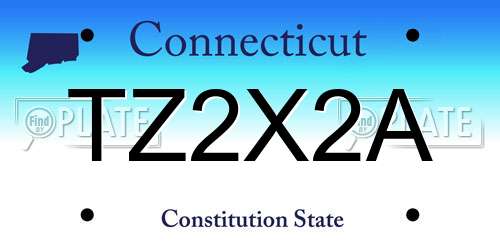 TZ2X2A Connecticut License Plate