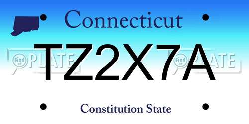 TZ2X7A Connecticut License Plate