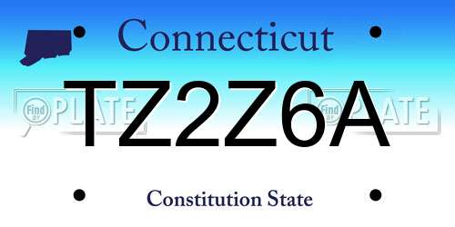 TZ2Z6A Connecticut License Plate
