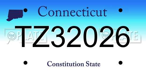 TZ32026 Connecticut License Plate