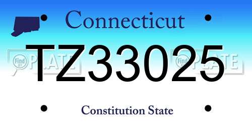 TZ33025 Connecticut License Plate