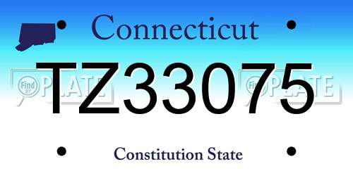 TZ33075 Connecticut License Plate