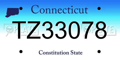 TZ33078 Connecticut License Plate