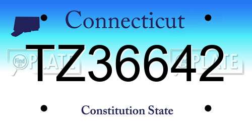 TZ36642 Connecticut License Plate