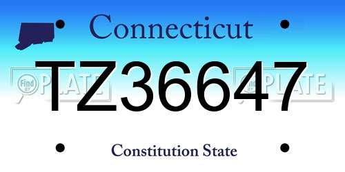 TZ36647 Connecticut License Plate