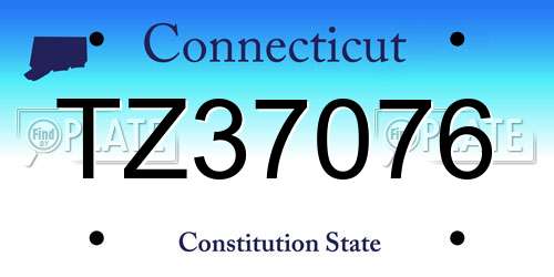 TZ37076 Connecticut License Plate