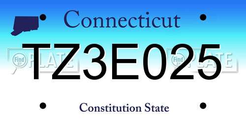 TZ3E025 Connecticut License Plate