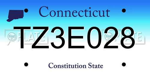 TZ3E028 Connecticut License Plate