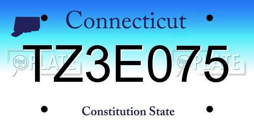 TZ3E075 Connecticut License Plate
