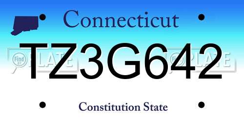 TZ3G642 Connecticut License Plate