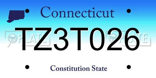TZ3T026 Connecticut License Plate