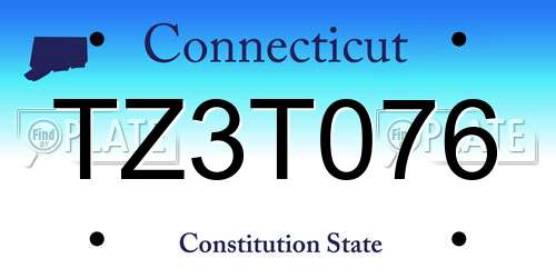 TZ3T076 Connecticut License Plate