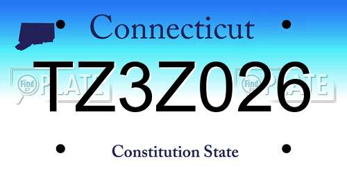 TZ3Z026 Connecticut License Plate