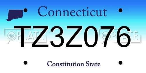 TZ3Z076 Connecticut License Plate