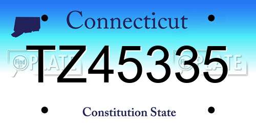 TZ45335 Connecticut License Plate