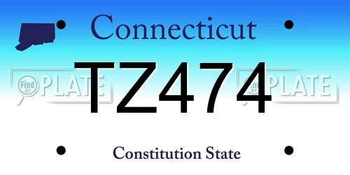 TZ474 Connecticut License Plate