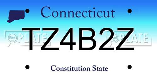 TZ4B2Z Connecticut License Plate