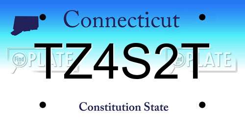 TZ4S2T Connecticut License Plate