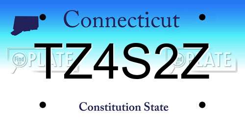 TZ4S2Z Connecticut License Plate