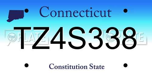 TZ4S338 Connecticut License Plate
