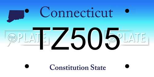 TZ505 Connecticut License Plate