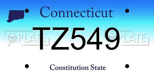 TZ549 Connecticut License Plate