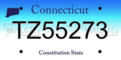 TZ55273 Connecticut License Plate