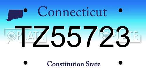 TZ55723 Connecticut License Plate