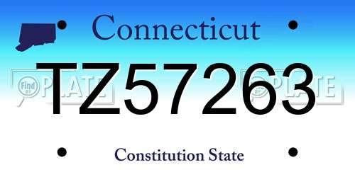 TZ57263 Connecticut License Plate