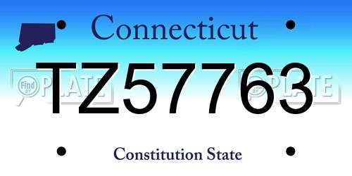 TZ57763 Connecticut License Plate