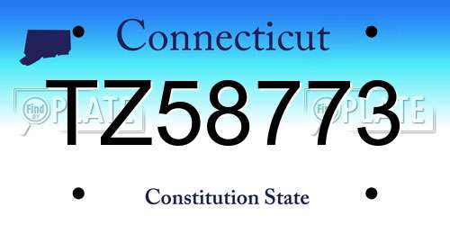 TZ58773 Connecticut License Plate