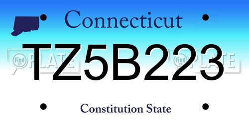 TZ5B223 Connecticut License Plate