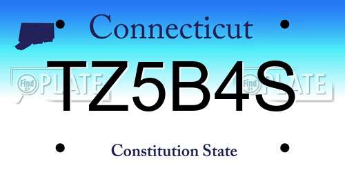 TZ5B4S Connecticut License Plate