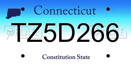 TZ5D266 Connecticut License Plate