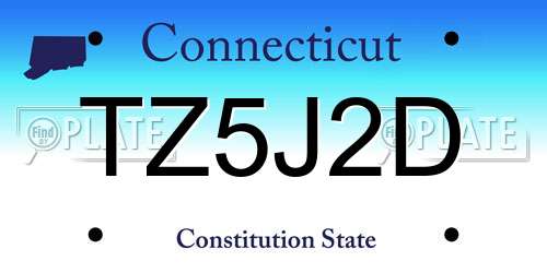 TZ5J2D Connecticut License Plate