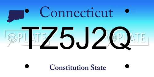 TZ5J2Q Connecticut License Plate