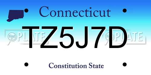 TZ5J7D Connecticut License Plate