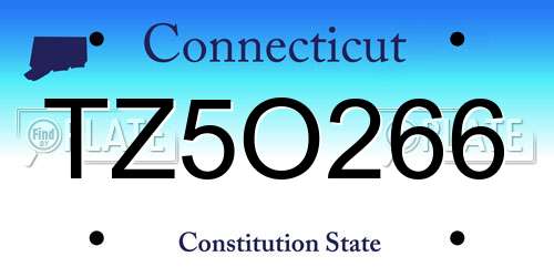 TZ5O266 Connecticut License Plate
